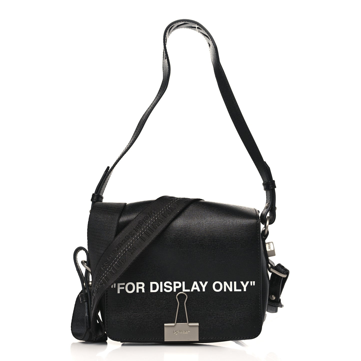 Saffiano For Display Only Binder Clip Shoulder Bag Black