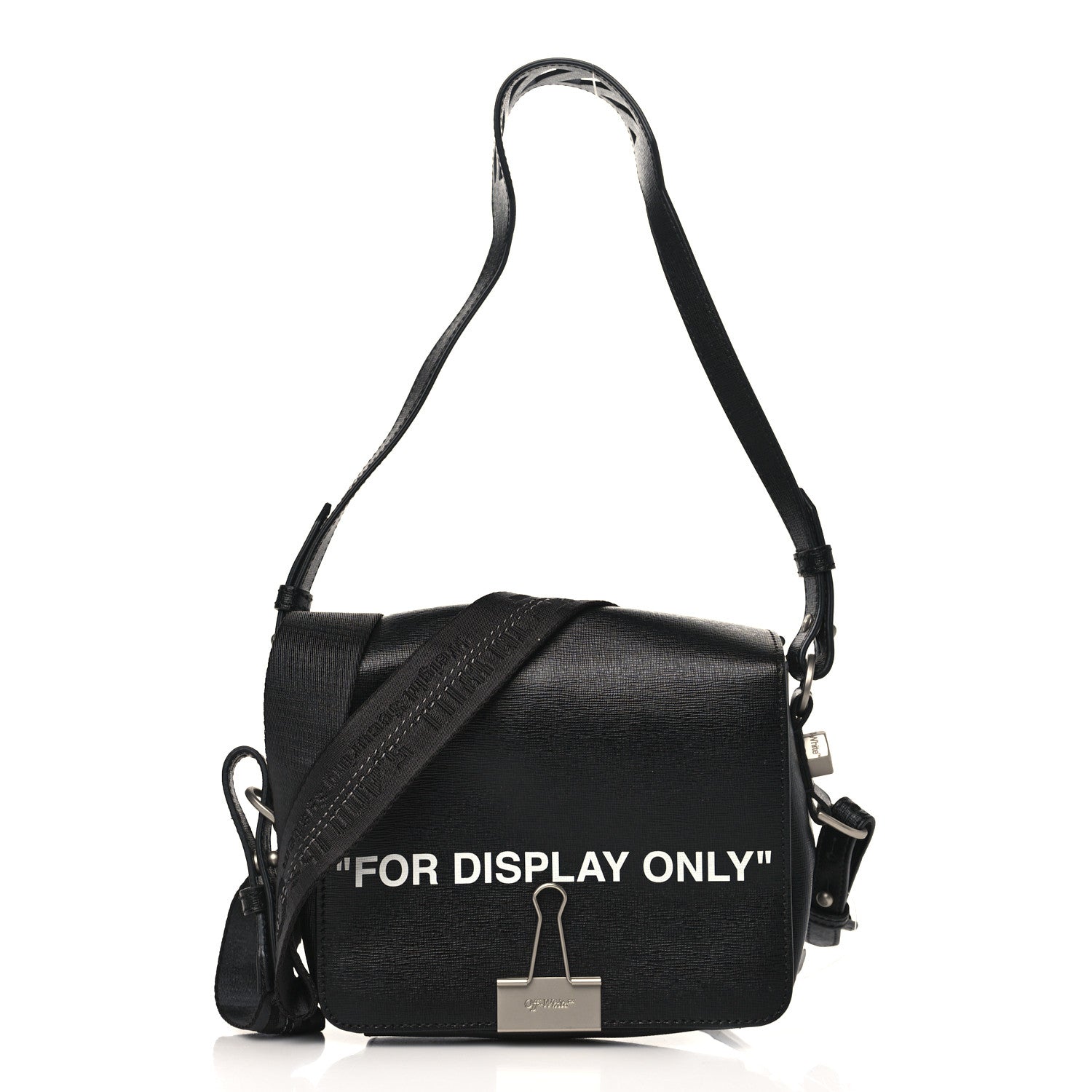 Off-White Saffiano For Display Only Binder Clip Shoulder Bag Black 1 of 8