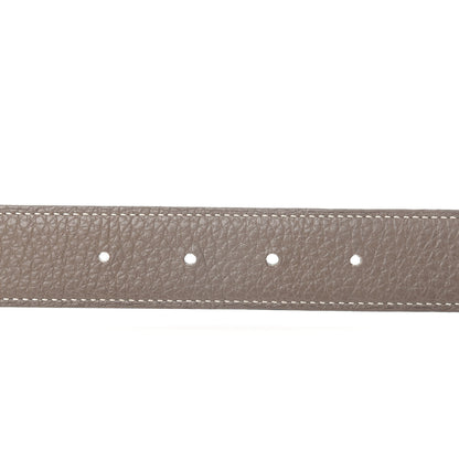 Hermes Togo Box 32mm Enamel Quizz H Belt 80 Black Etoupe 3 of 8