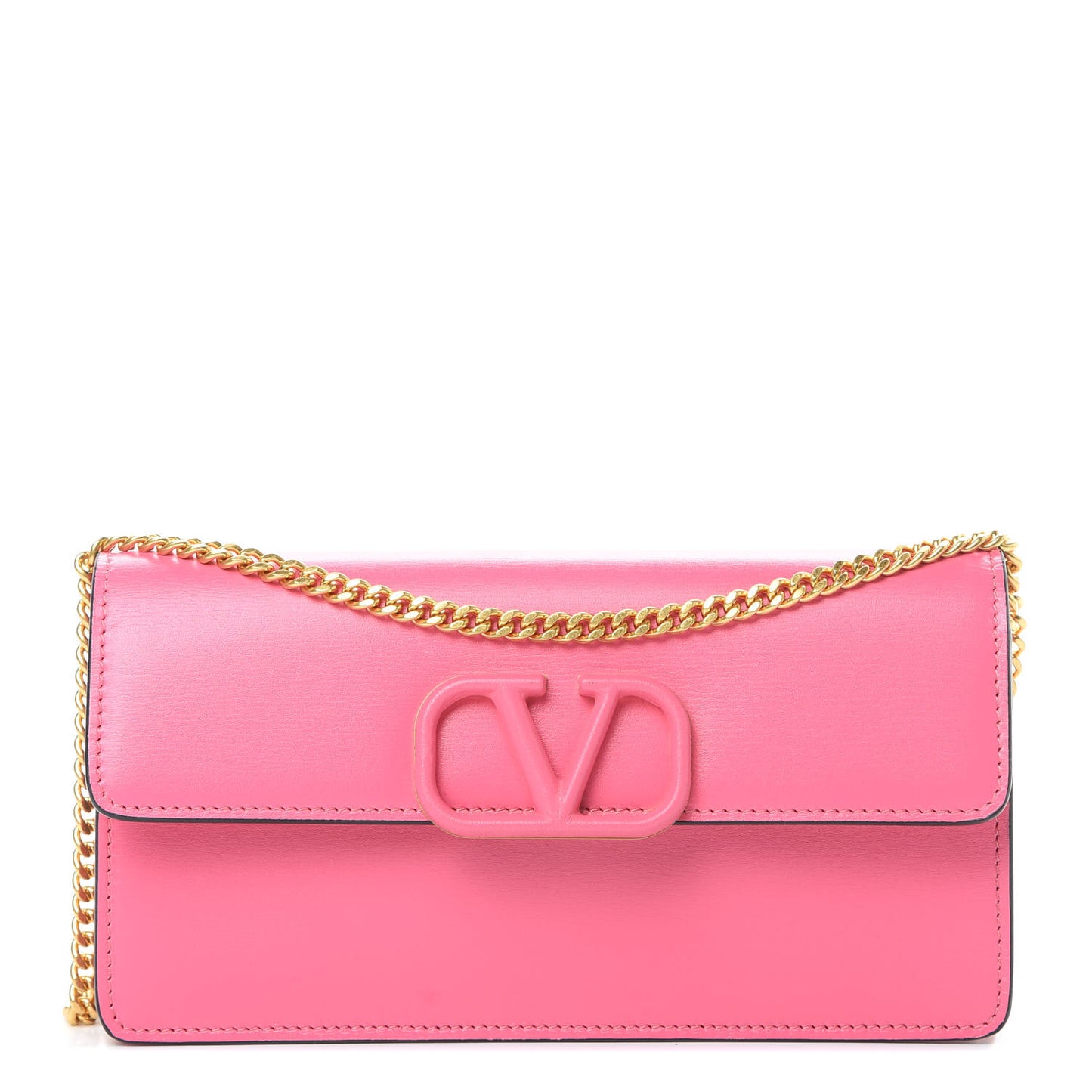 Smooth Calfksin Vlogo Wallet On Chain Feminine Pink