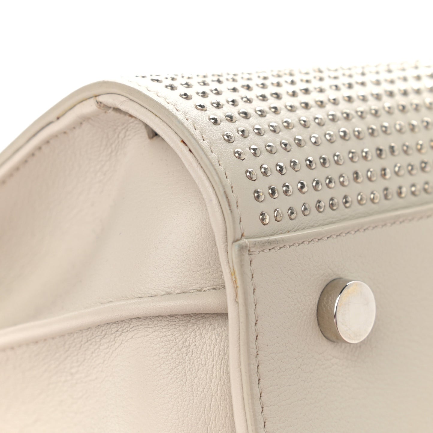 Calfskin Studded Small Sac De Jour White