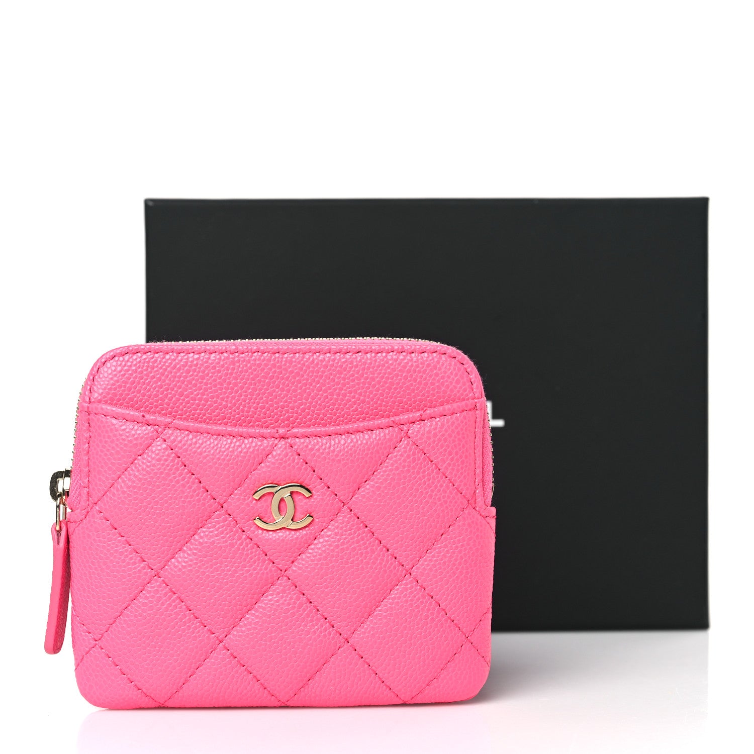Chanel Caviar Quilted Zip Card Holder Wallet Pink 8 of 8
