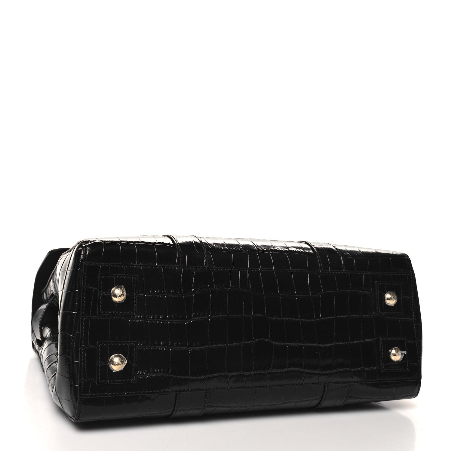Mulberry Shiny Calfskin Crocodile Print Small Bayswater Satchel Black 4 of 9