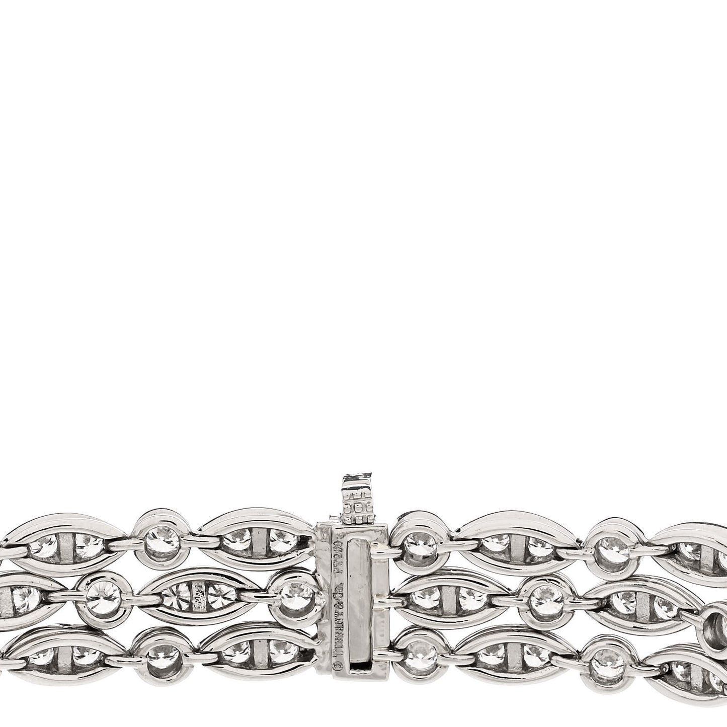 Platinum Diamond Jazz Three Row Tennis Bracelet