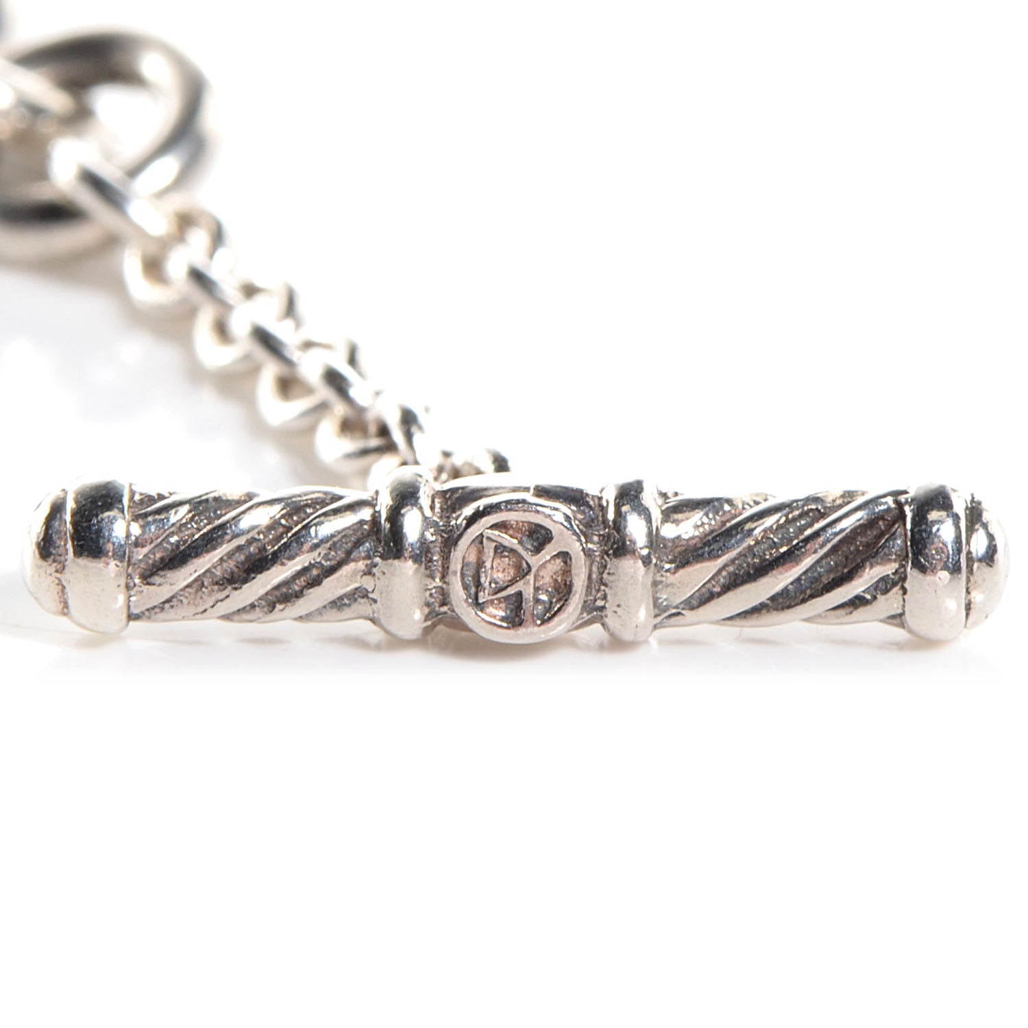 David Yurman Sterling Silver 18K Yellow Gold Cable Heart Figaro Necklace 5 of 6