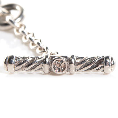 David Yurman Sterling Silver 18K Yellow Gold Cable Heart Figaro Necklace 5 of 6