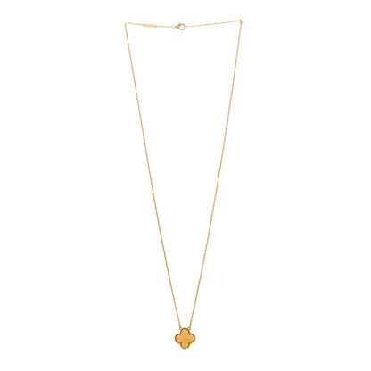 Van Cleef & Arpels 18K Yellow Gold Guilloche Vintage Alhambra Pendant Necklace 3 of 5