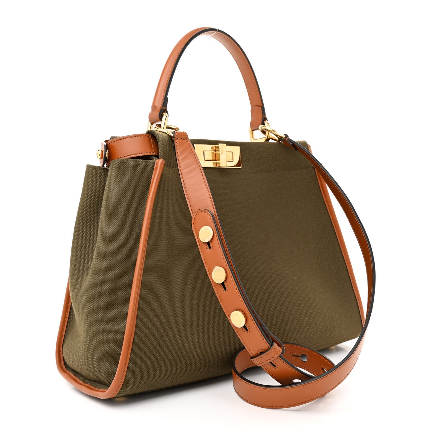 Canvas Calfskin Medium 3 Pocket Peekaboo Iconic Satchel Amazzonia Cuoio
