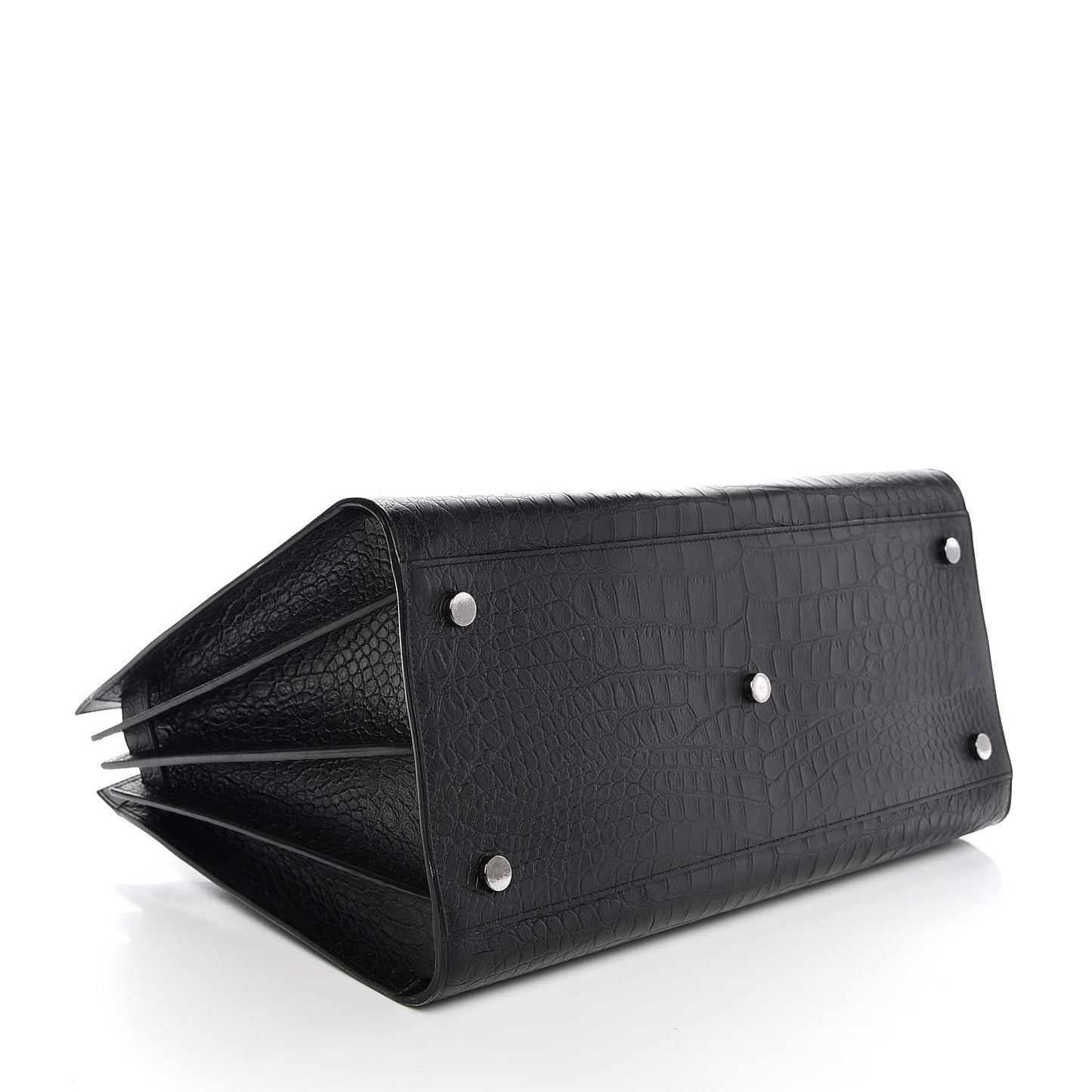 Calfskin Crocodile Embossed Large Sac De Jour Carryall Black