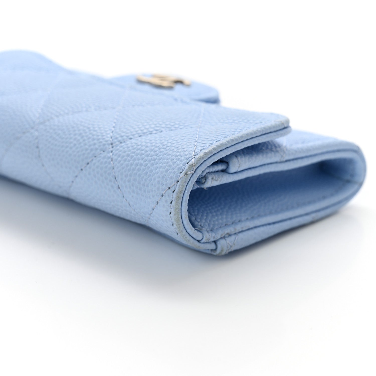 Chanel Caviar Quilted Flap Card Holder Wallet Light Blue 10 of 11