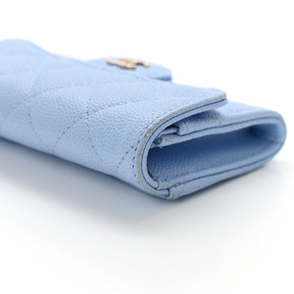 Chanel Caviar Quilted Flap Card Holder Wallet Light Blue 10 of 11