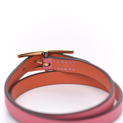 Hermes Swift Behapi Double Tour Reversible Bracelet Rose Lipstick Orange Poppy 4 of 6