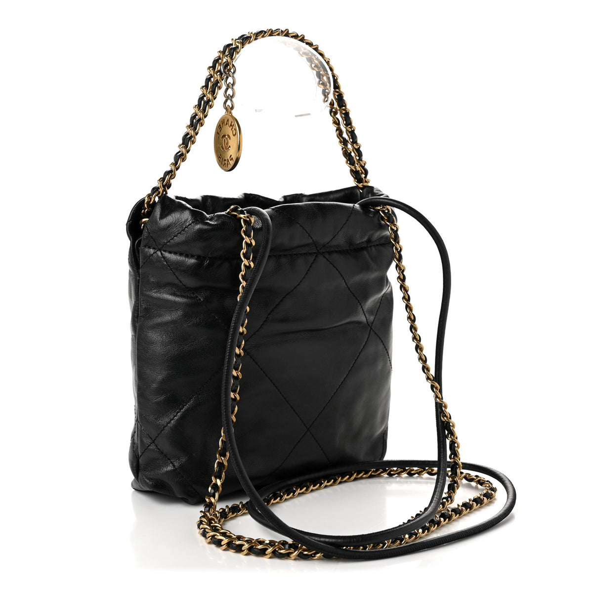 Chanel Shiny Calfskin Quilted Mini Chanel 22 Black 3 of 10