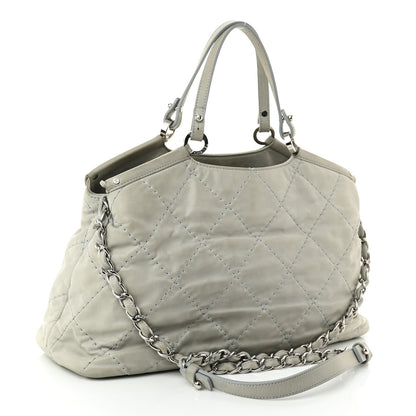 Chanel Iridescent Calfskin Diamond Stitched CC Shopping Tote Gris Clair 3 of 10