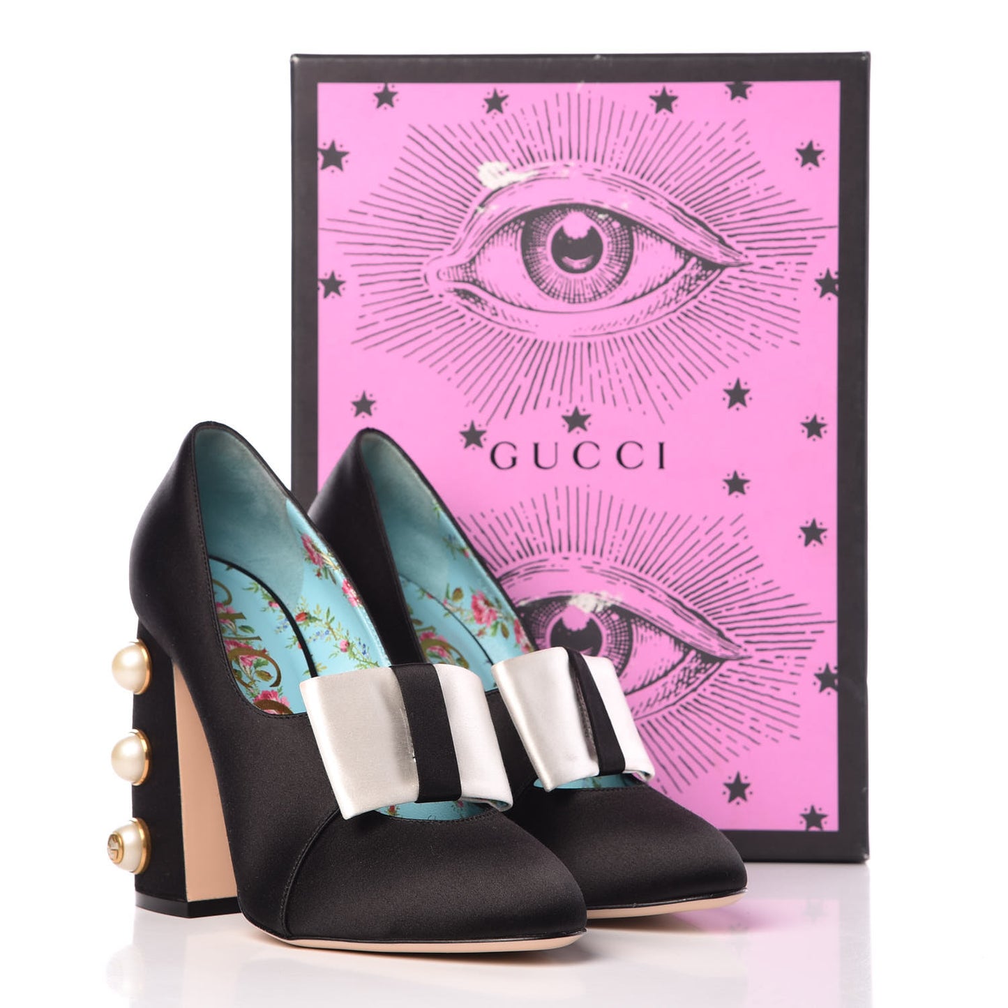 Silk Satin Pearl Studded Luna Bow Pumps 39 Black Gold Beige