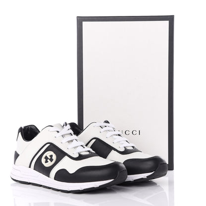 Gucci Calfskin Womens Interlocking G Sneakers 37.5 Black White 11 of 14