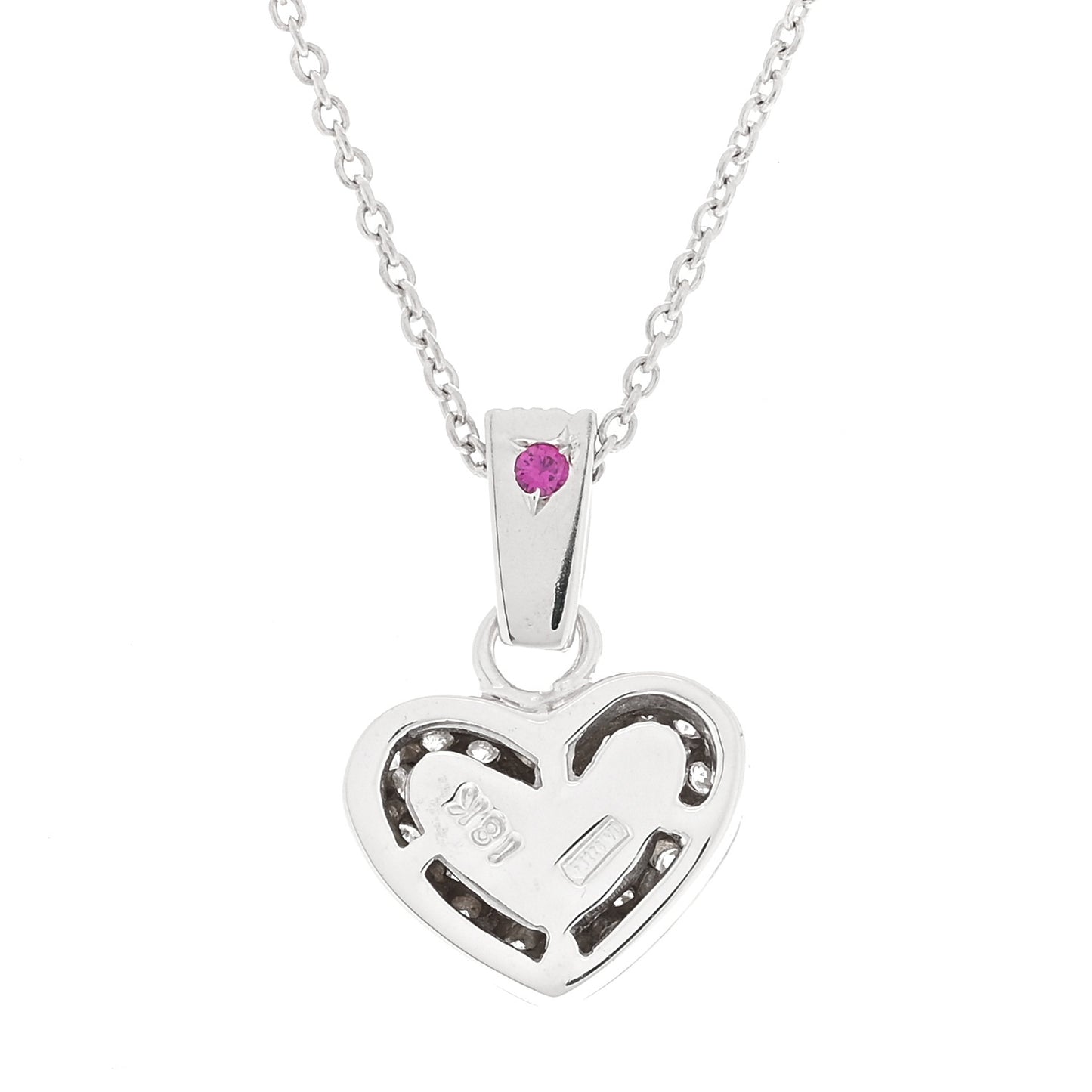 18K White Gold Diamond .44ctw Tiny Treasures Puffed Heart Pendant Necklace