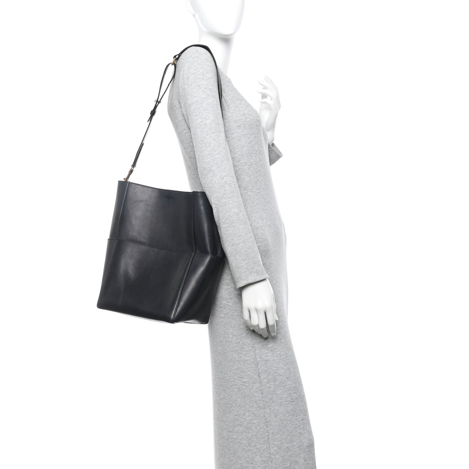 Celine Soft Grained Calfskin Sangle Bucket Bag Black 2 of 12
