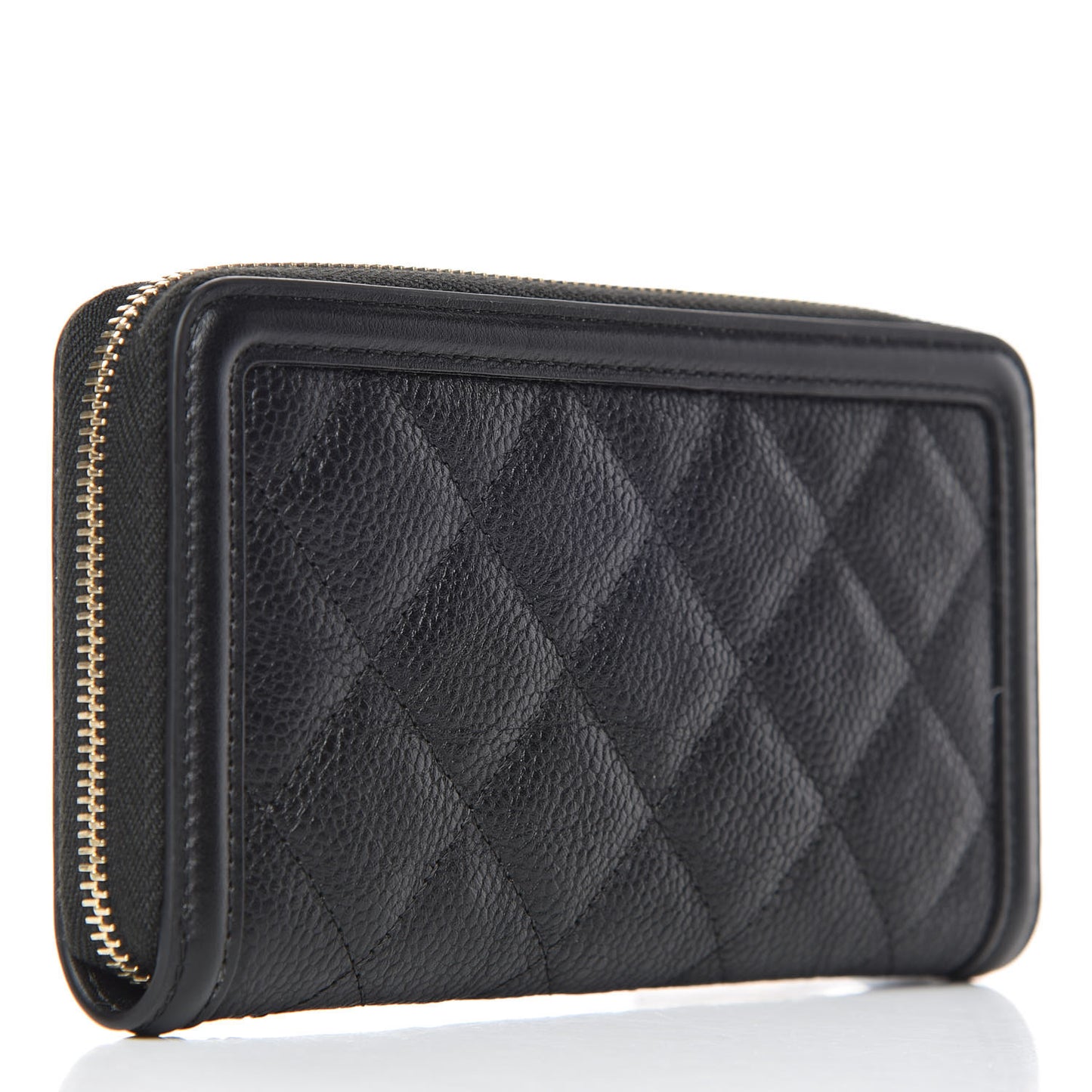 Caviar Quilted Medium Filigree Zip Around Wallet Black