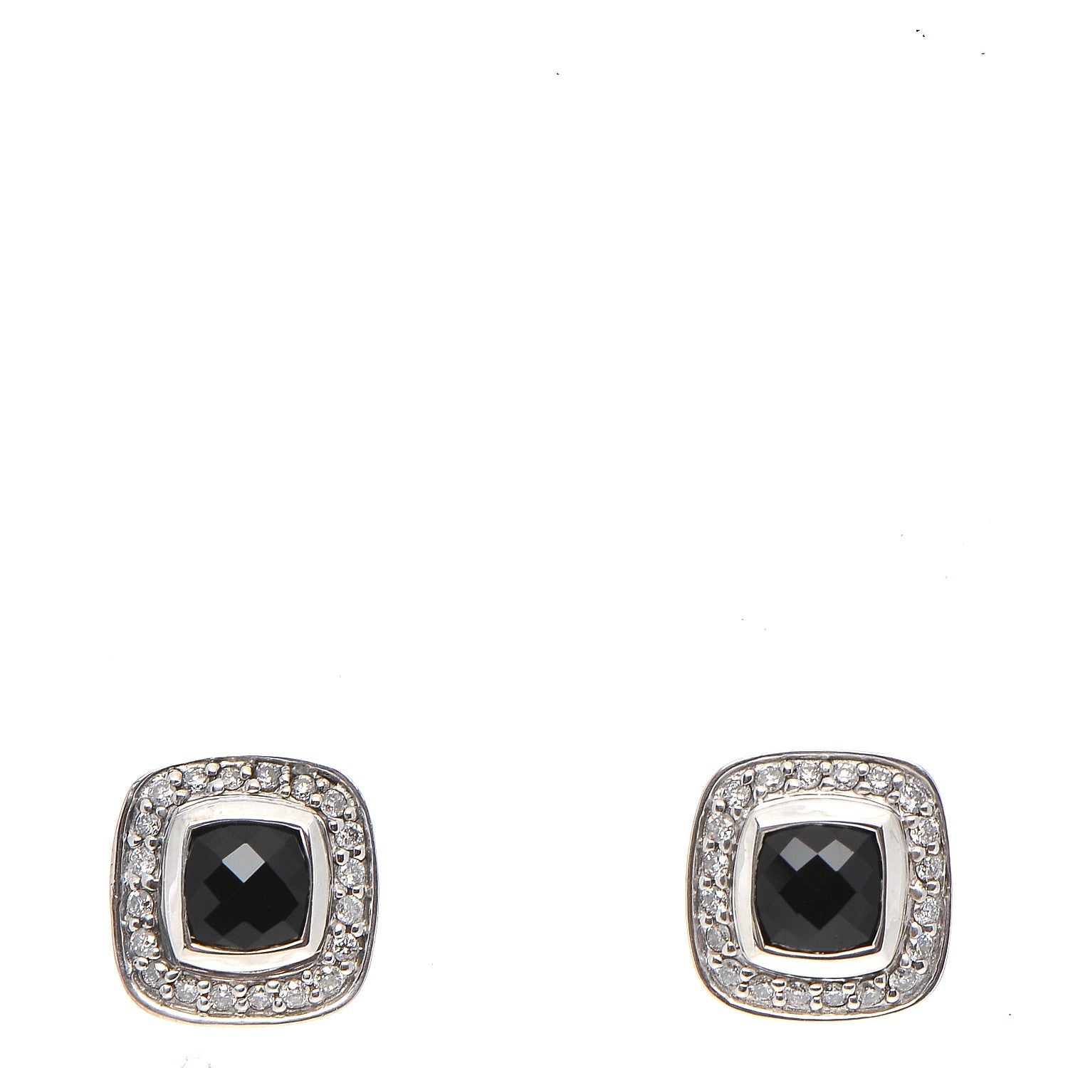 David Yurman Sterling Silver Diamond Black Onyx 5mm Petite Albion Earrings 1 of 4