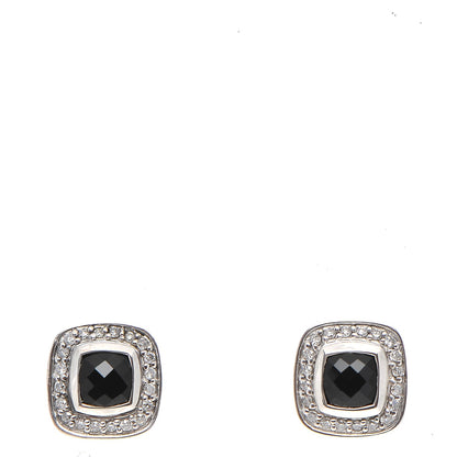 David Yurman Sterling Silver Diamond Black Onyx 5mm Petite Albion Earrings 1 of 4