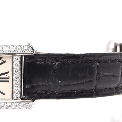 Cartier 18K White Gold Alligator Diamond Bezel 19mm Tank Americaine Quartz Watch 11 of 15