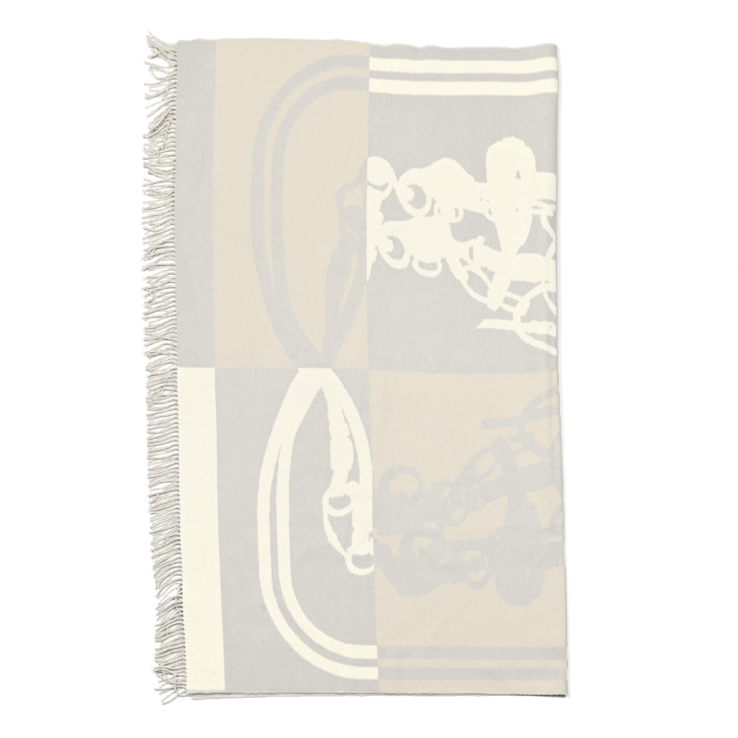 Hermes Cashmere Wool Brides De Gala Plaid Blanket Gris Perle 1 of 4