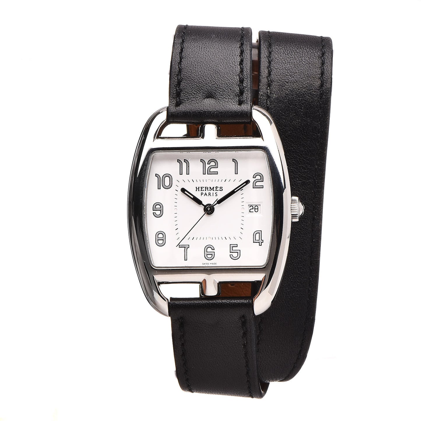 Stainless Steel Barenia 33mm Cape Cod Tonneau Double Tour Quartz Watch Noir