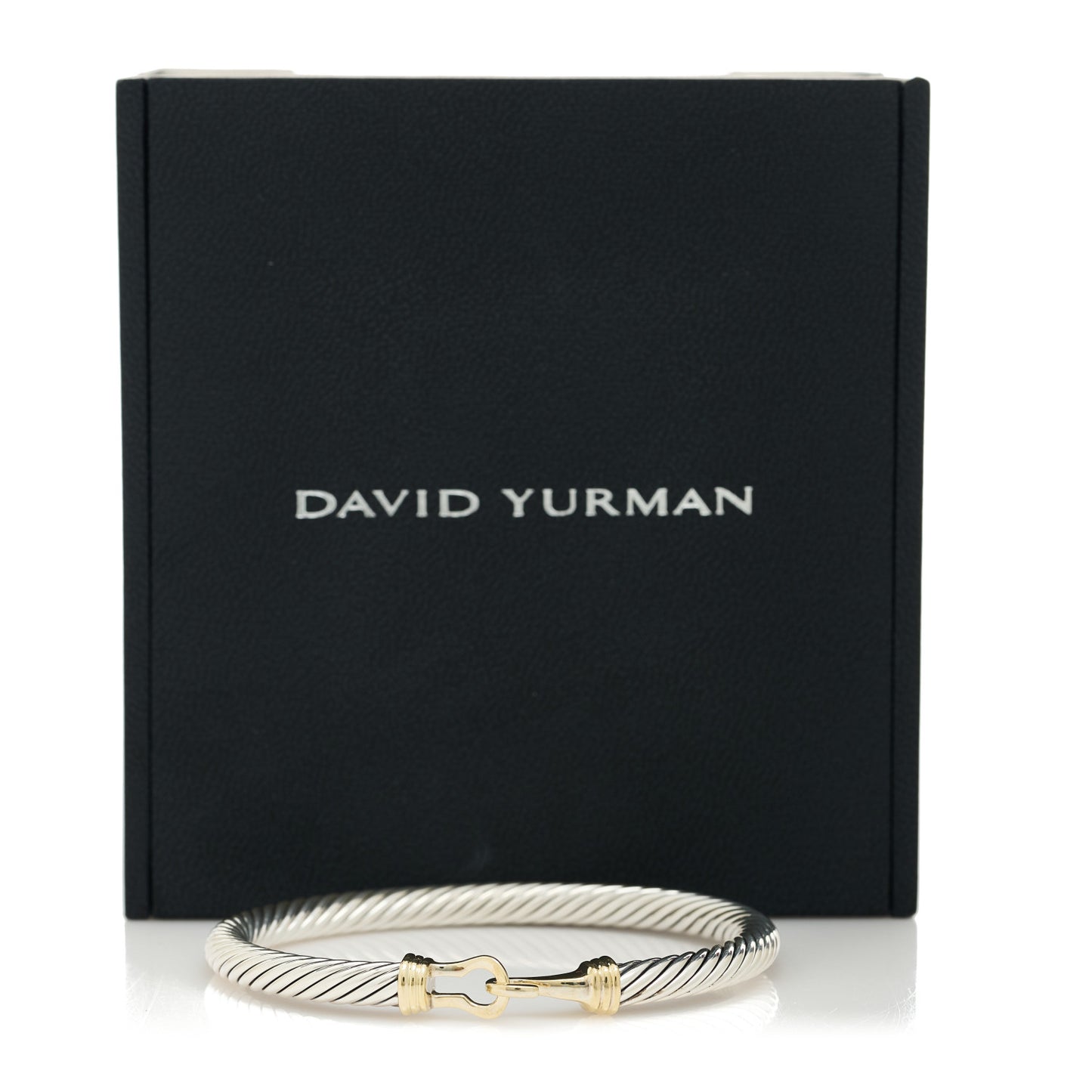 Sterling Silver 14K Yellow Gold 5mm Cable Classic Buckle Bracelet