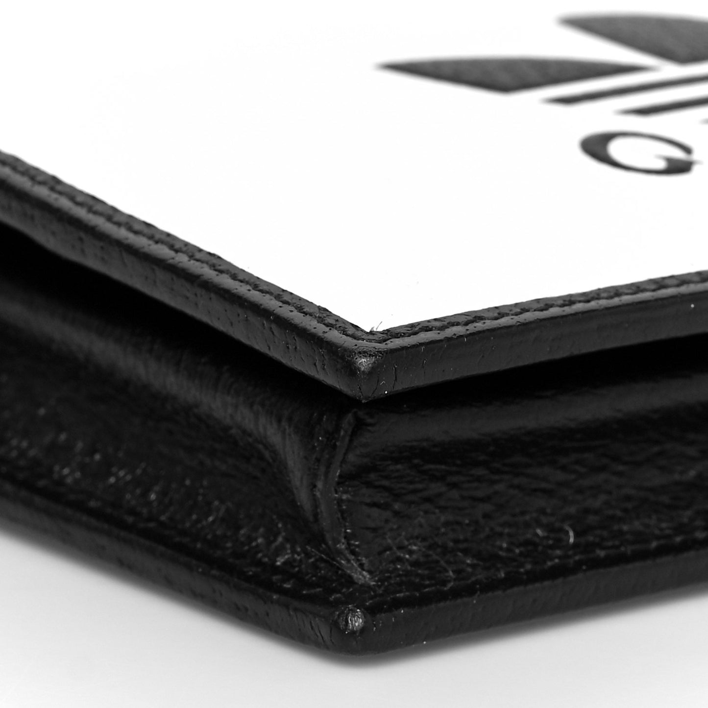 X ADIDAS Textured Dollar Calfskin Trefoil Embossed Wallet On Chain Off White Black