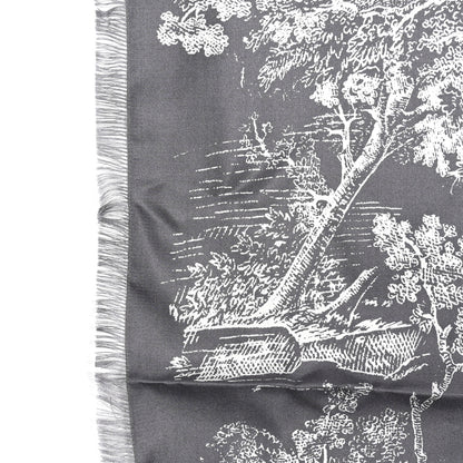 Christian Dior Silk Reverse Toile De Jouy Scarf Grey 5 of 5