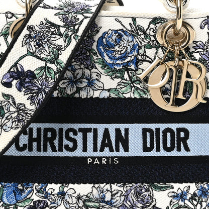 Christian Dior Canvas Embroidered Print Medium Lady D-Lite Blue Multicolor 8 of 11