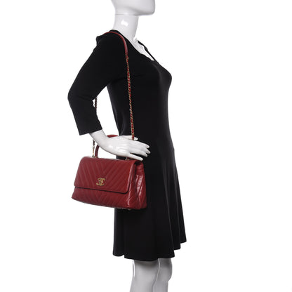 Chanel Calfskin Chevron Quilted Small Coco Handle Flap Red 2 of 9