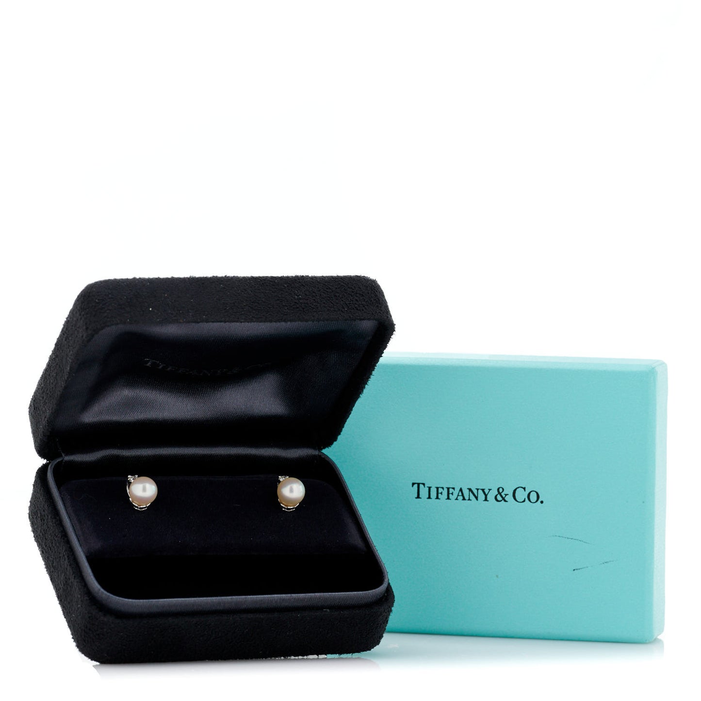 18K White Gold Diamond Akoya Pearl 6.5-7mm Signature Earrings