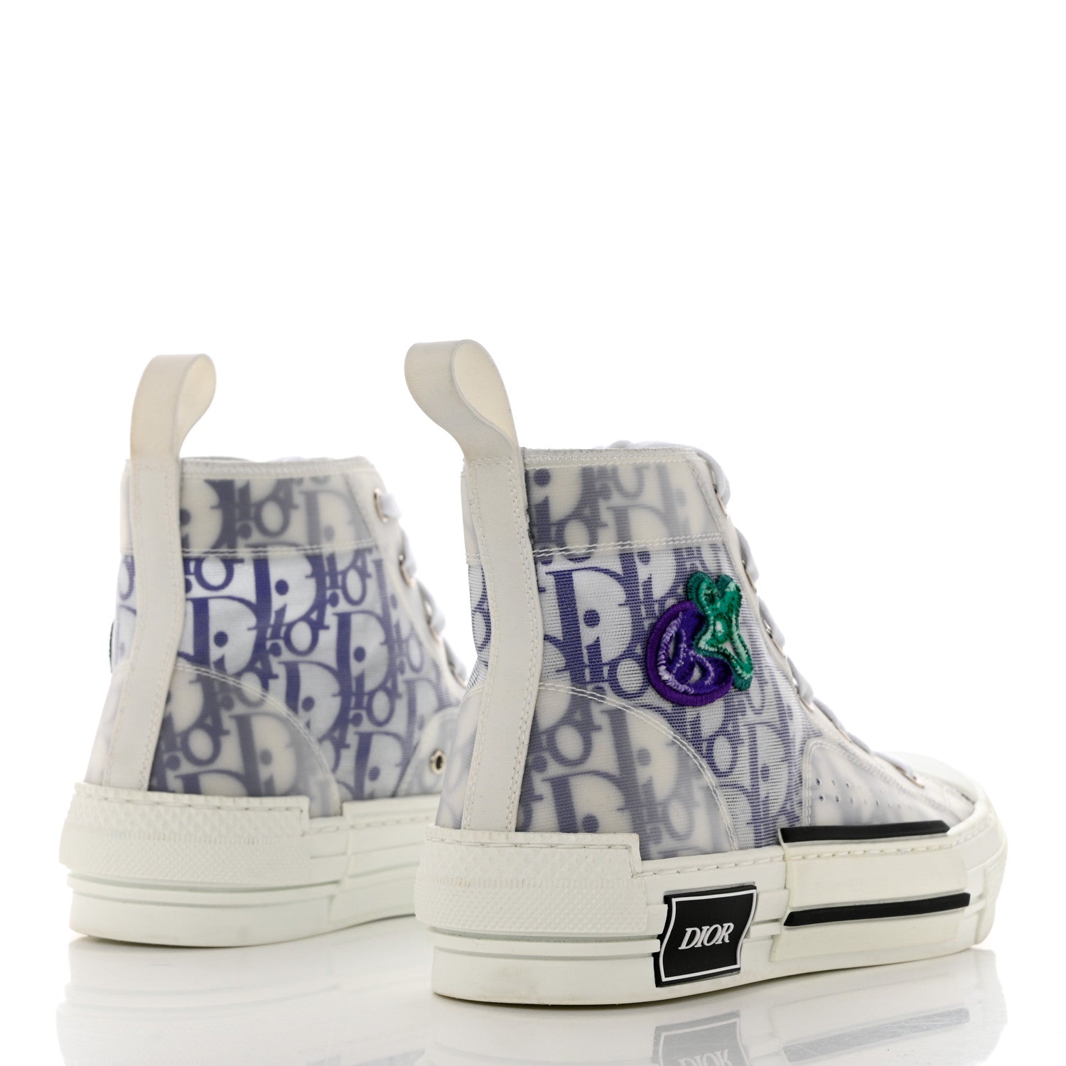 Christian Dior X KENNY SCARF Technical Canvas Oblique Patch Mens B23 High Top Sneakers 37 White Blue 4 of 9