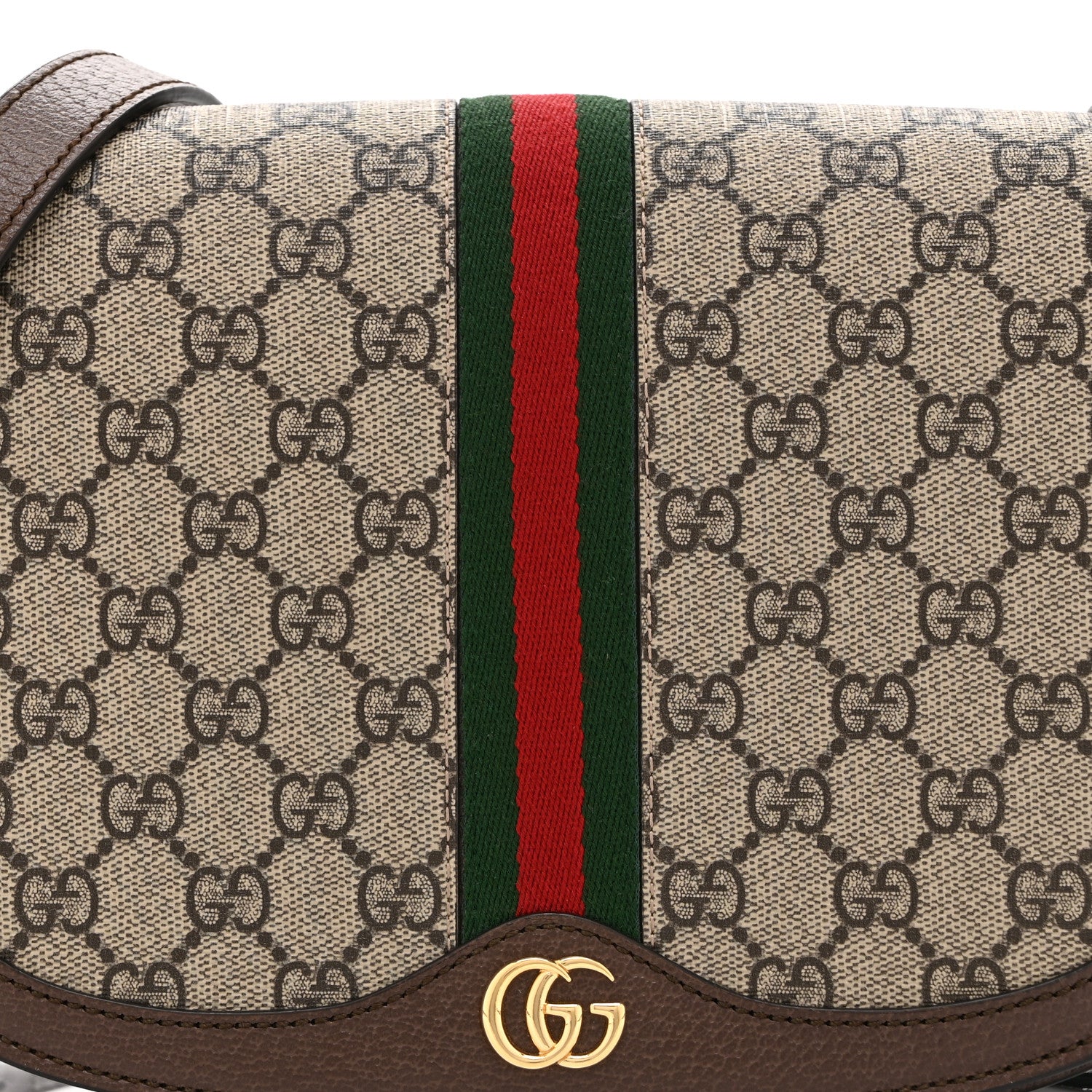 Gucci GG Supreme Monogram Web Small Ophidia Flap Messenger Bag Brown 9 of 11