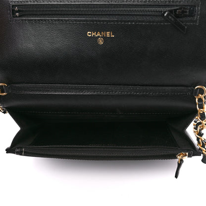Chanel Goatskin Quilted Quilted Like A Wallet Wallet On Chain WOC Black 4 of 12
