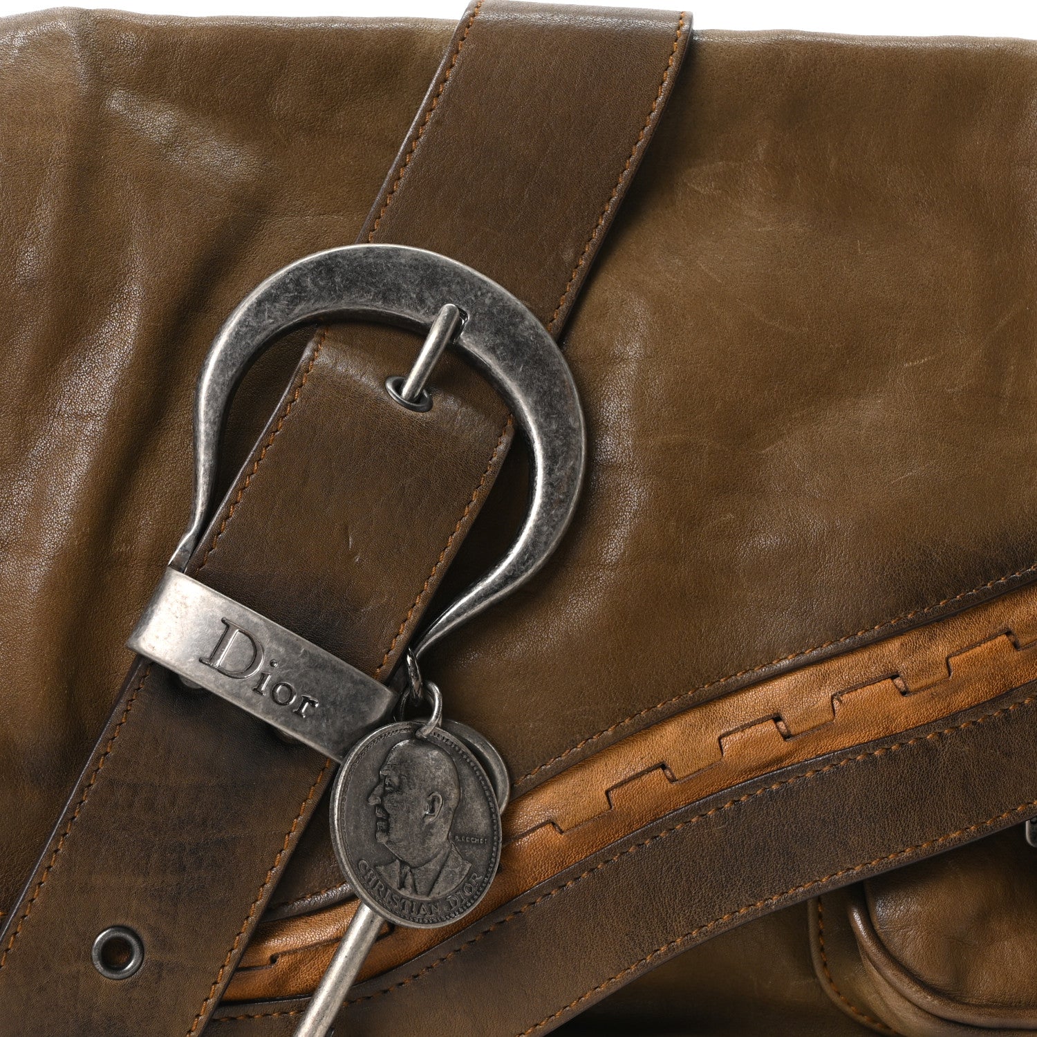 Christian Dior Calfskin Gaucho Double Saddle Bag Brown 8 of 10