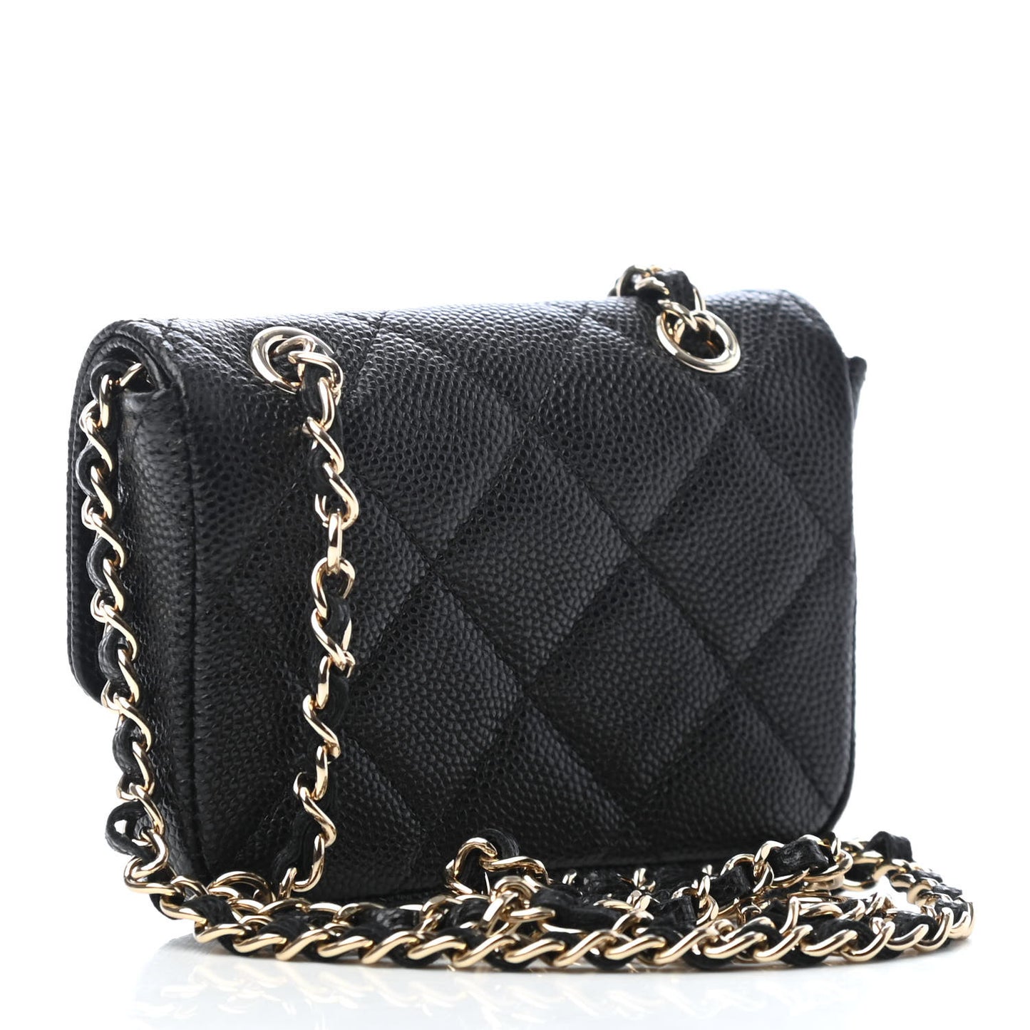 Caviar Quilted Mini Chain Belt Bag Black