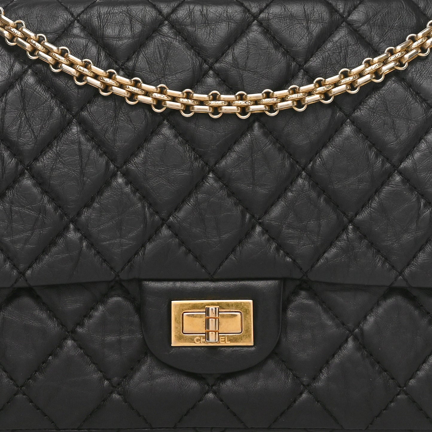Aged Calfskin Quilted 2.55 Reissue 226 Flap Black