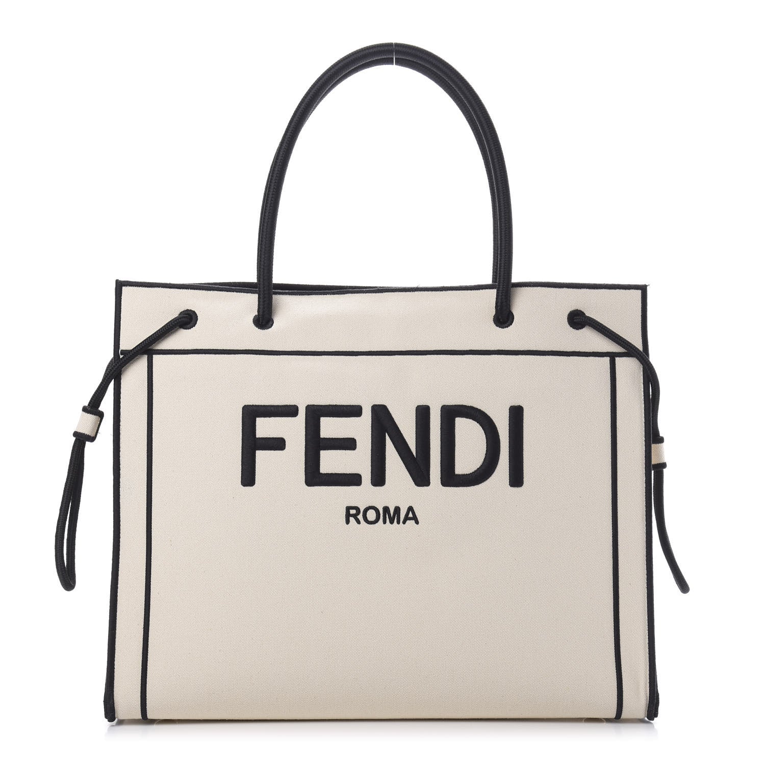 Fendi Canvas Logo Large Shopping Tote Grezzo Black 1 of 11