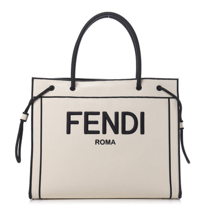 Fendi Canvas Logo Large Shopping Tote Grezzo Black 1 of 11