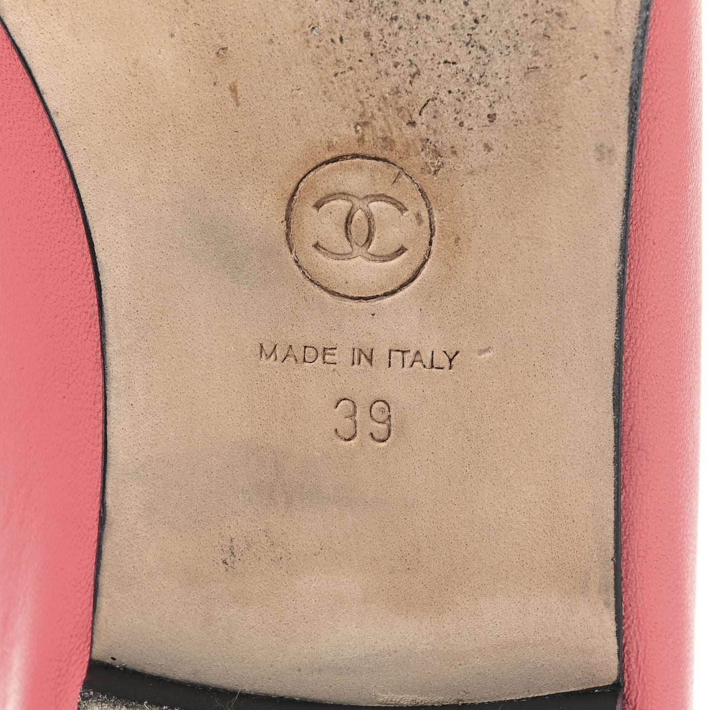 Lambskin Cap Toe CC Ballerina Flats 39 Coral Black