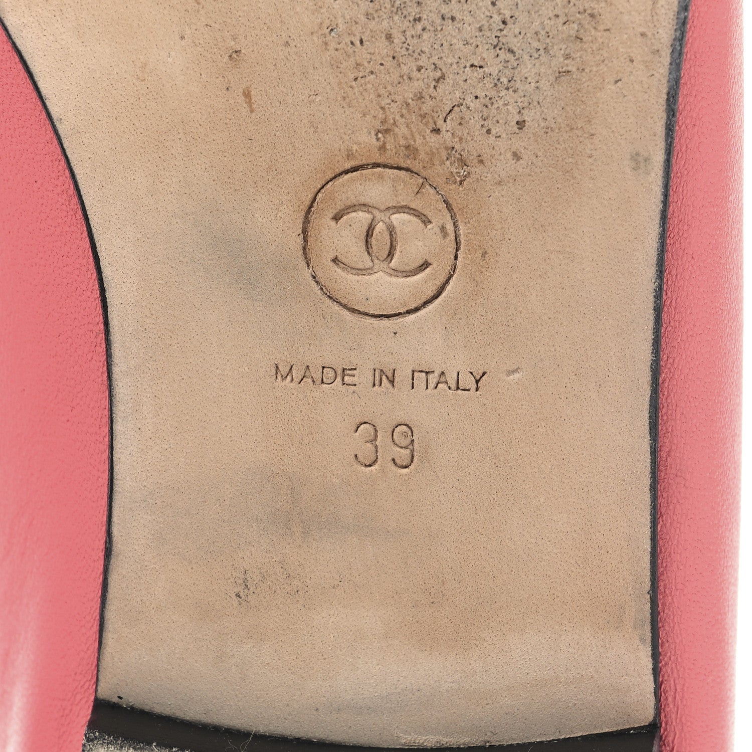 Chanel Lambskin Cap Toe CC Ballerina Flats 39 Coral Black 8 of 9