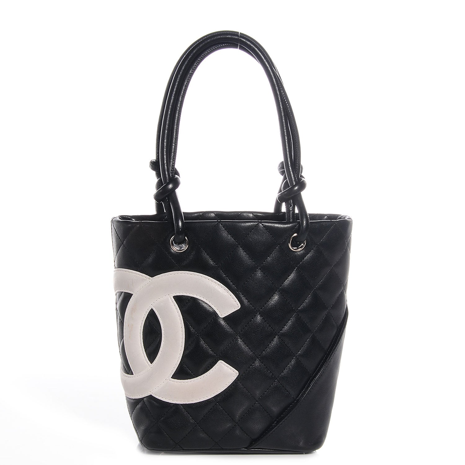 Chanel Calfskin Quilted Small Cambon Tote Black White 1 of 7