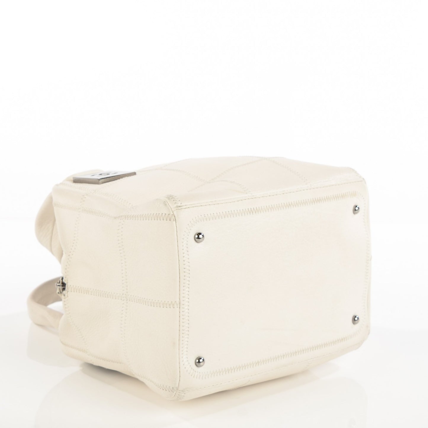 Caviar Square Stitched Tote White