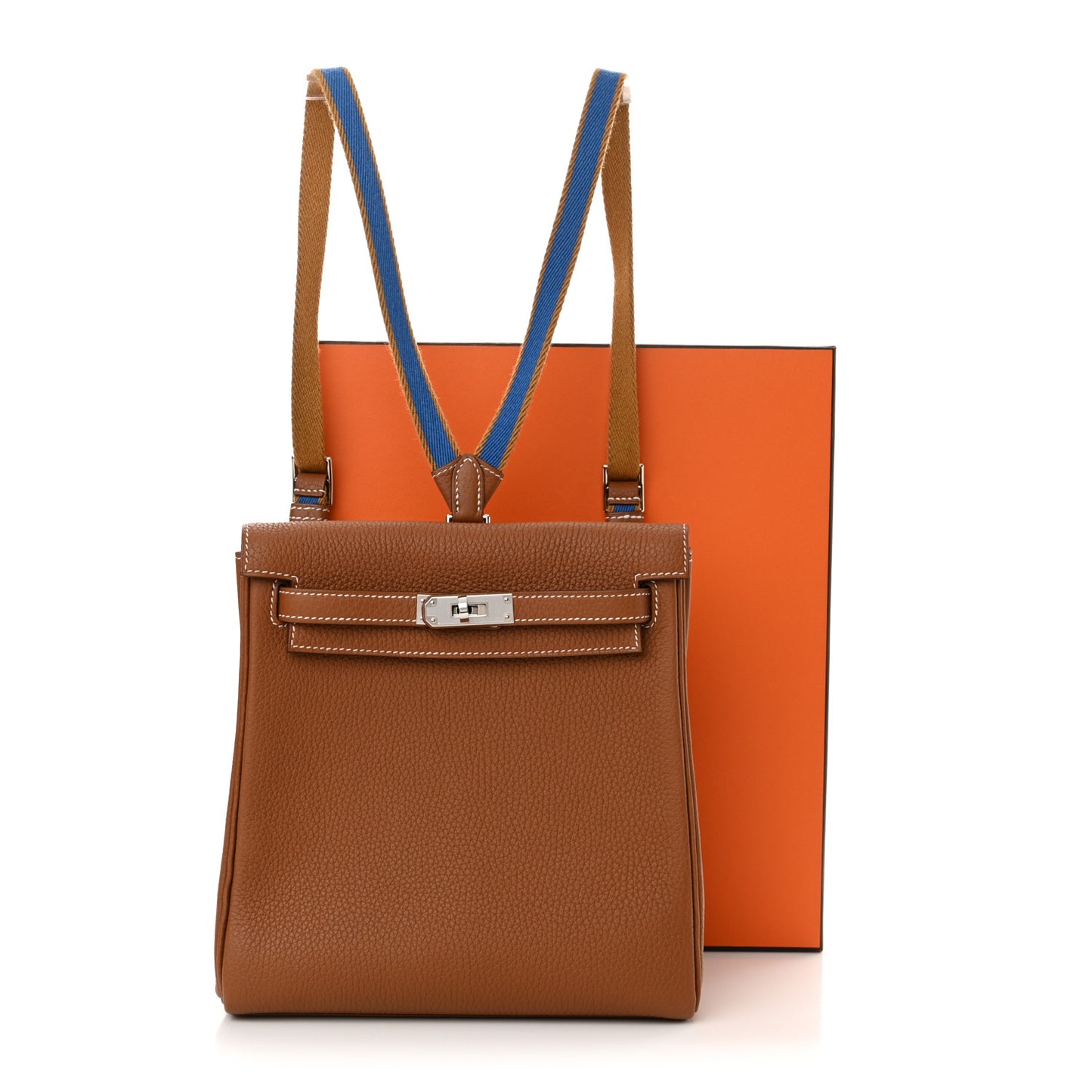 Taurillon Clemence Kelly Amazone Ado Backpack 22 Gold Bleu Zellige Caramel