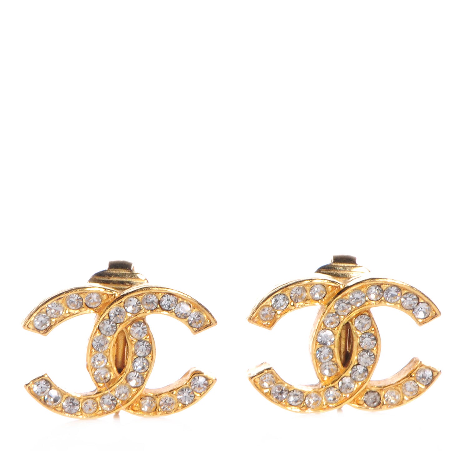 CC Crystal Clip On Earrings Gold