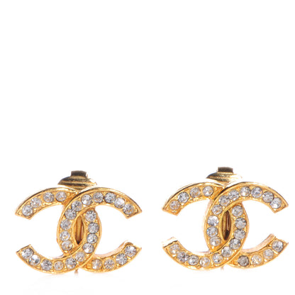 Chanel CC Crystal Clip On Earrings Gold 1 of 4