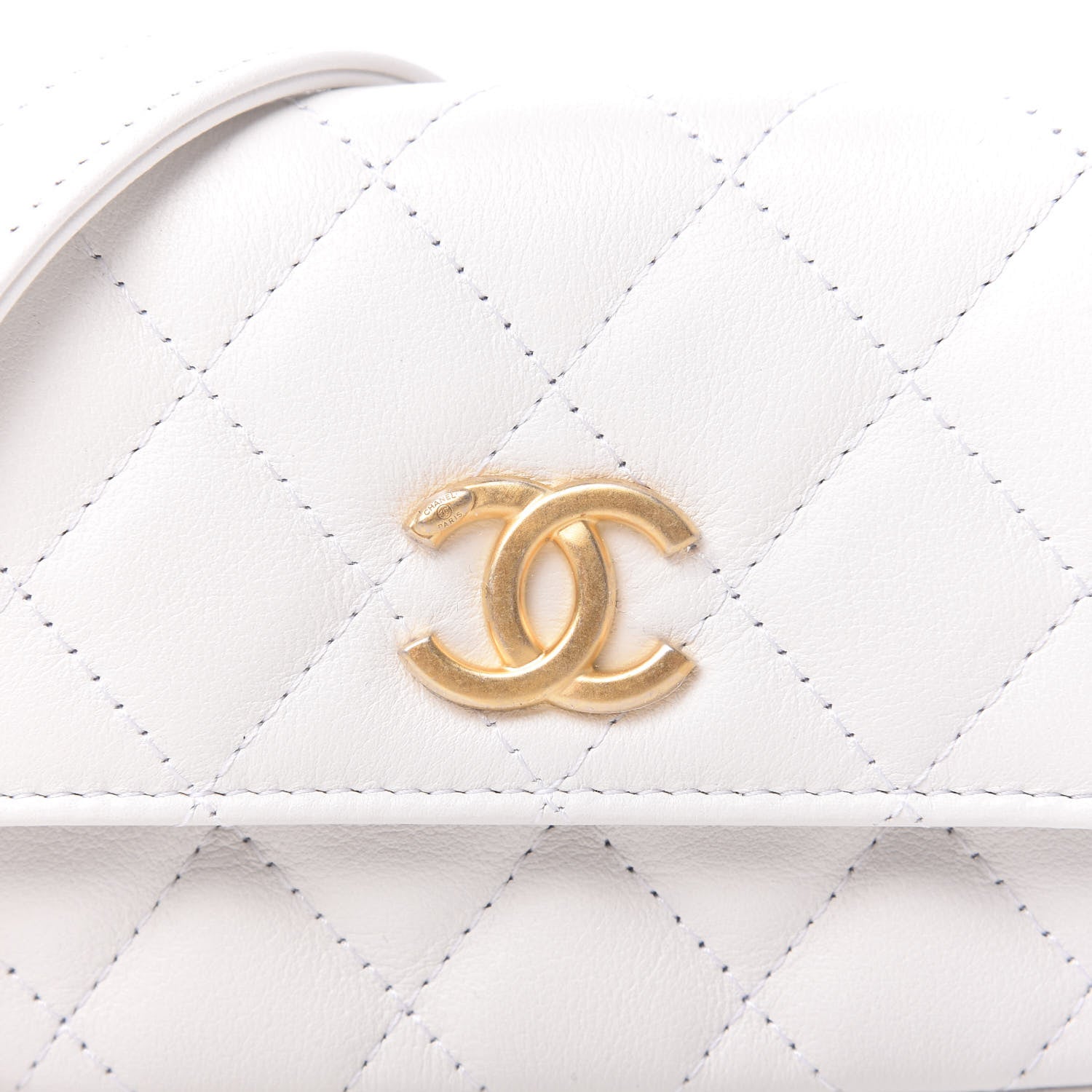 Chanel Calfskin Quilted About Pearls Card Holder Flap With Chain White 10 of 11